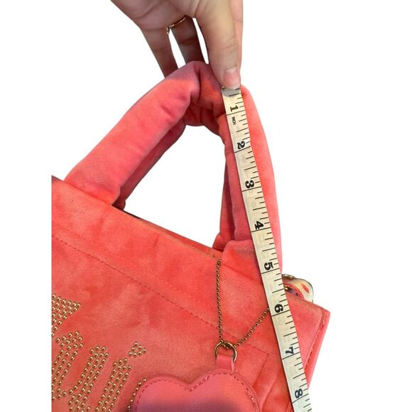 Juicy Couture Pink Velour Tote Crossbody Logo Bag Y2K - Picture 14 of 16